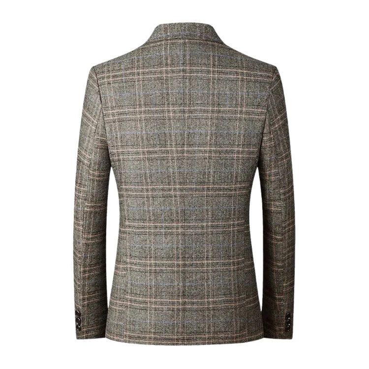 Blazer masculino em lã quadriculado Vormount VT104, corte slim fit, elegância e conforto térmico, ideal para eventos formais e looks refinados.