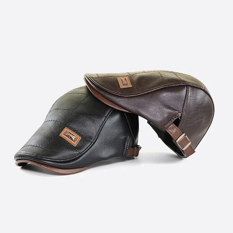 Boina Masculina Italiana de Couro Vormount VT098, design clássico em couro premium, elegância e sofisticação para o homem moderno em qualquer ocasião.