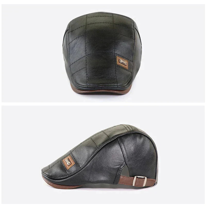 Boina Masculina Italiana de Couro Vormount VT098, design clássico em couro premium, elegância e sofisticação para o homem moderno em qualquer ocasião.