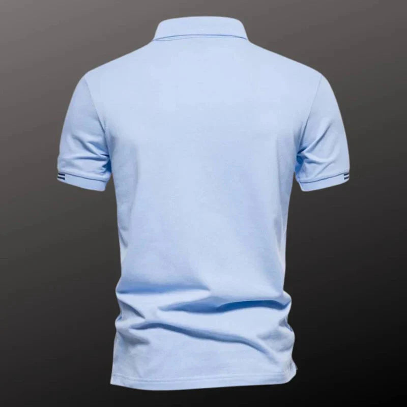 Camisa Polo Masculina Vormount VT150 em algodão, design sofisticado com bordados, ideal do casual ao formal.