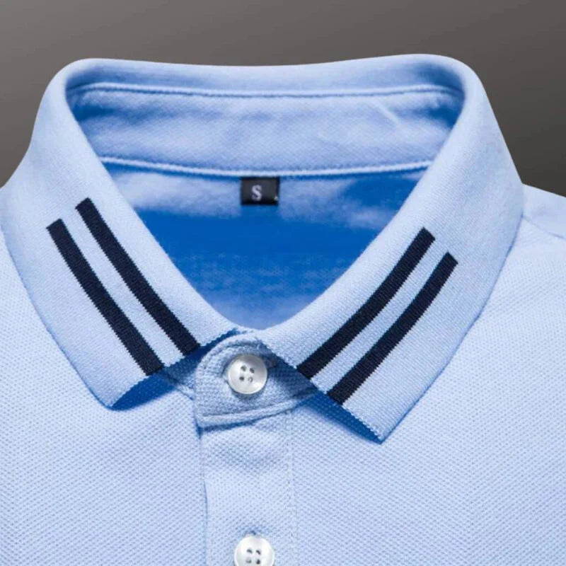 Camisa Polo Masculina Vormount VT150 em algodão, design sofisticado com bordados, ideal do casual ao formal.