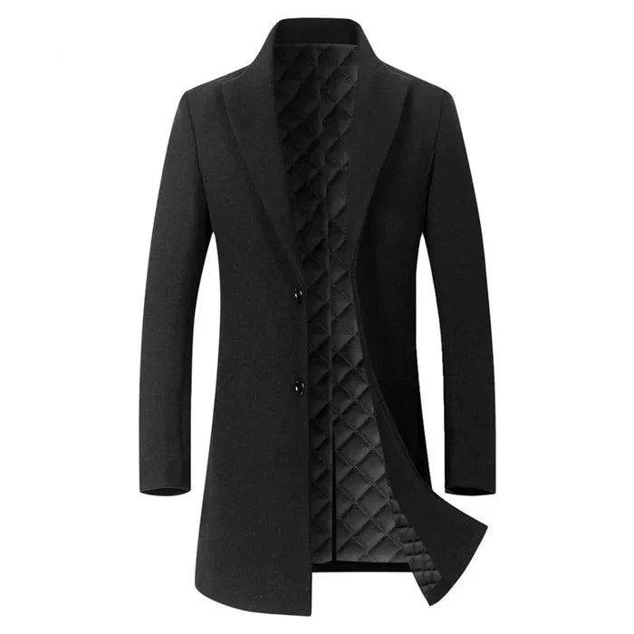 Sobretudo Masculino em Lã Vormount VT129, elegante e aquecido, ideal para climas frios, combina sofisticação clássica com detalhes funcionais.