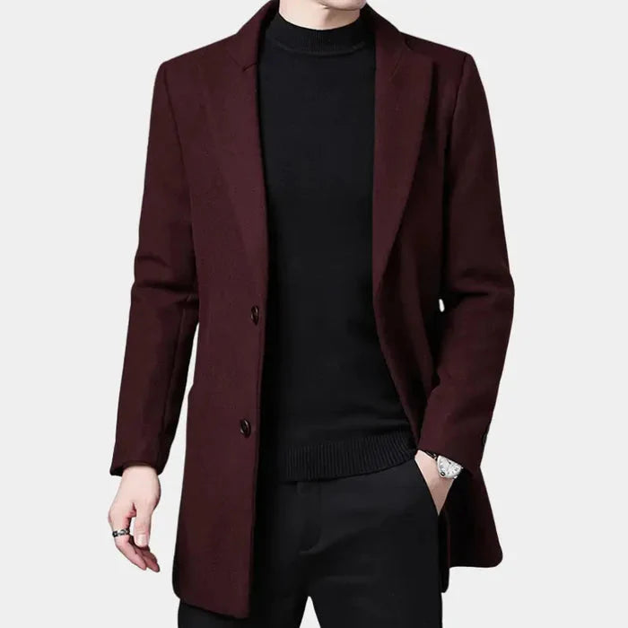 Sobretudo Masculino em Lã Vormount VT129, elegante e aquecido, ideal para climas frios, combina sofisticação clássica com detalhes funcionais.