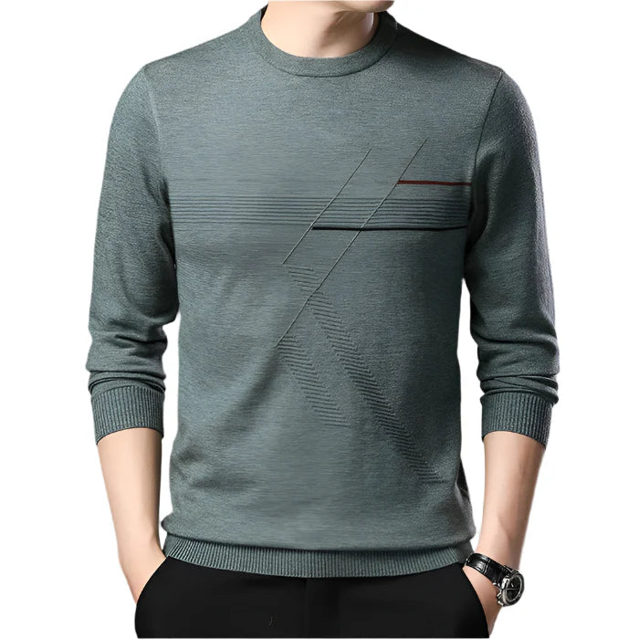 Suéter masculino Vormount VT139 em algodão, design contemporâneo e confortável, ideal para visuais casuais e formais, com gola redonda e mangas compridas.