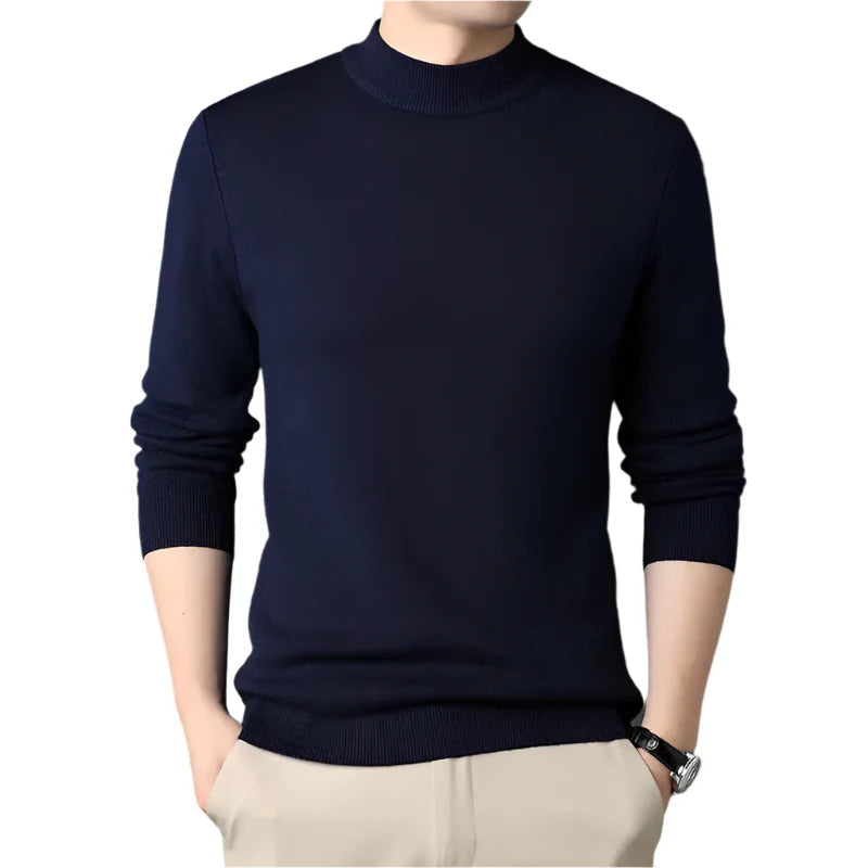 Suéter masculino elegante em lã gola alta Vormount VT140, ideal para um look sofisticado e aconchegante com estilo atemporal.