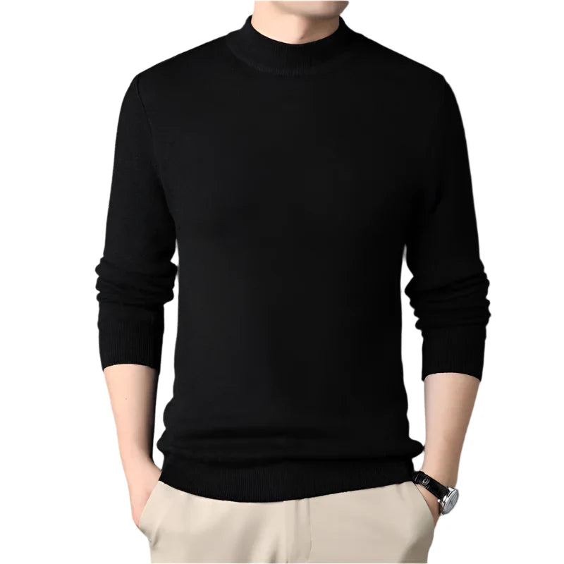 Suéter masculino elegante em lã gola alta Vormount VT140, ideal para um look sofisticado e aconchegante com estilo atemporal.