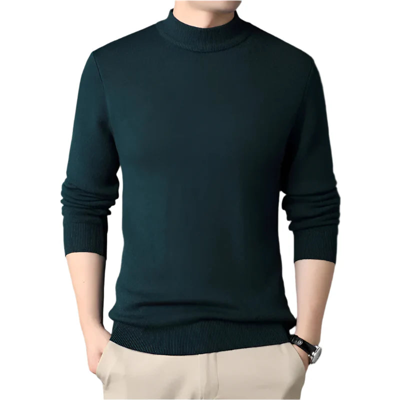 Suéter masculino elegante em lã gola alta Vormount VT140, ideal para um look sofisticado e aconchegante com estilo atemporal.