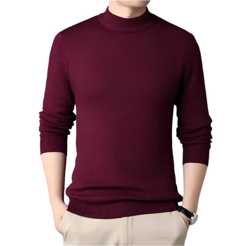 Suéter masculino elegante em lã gola alta Vormount VT140, ideal para um look sofisticado e aconchegante com estilo atemporal.