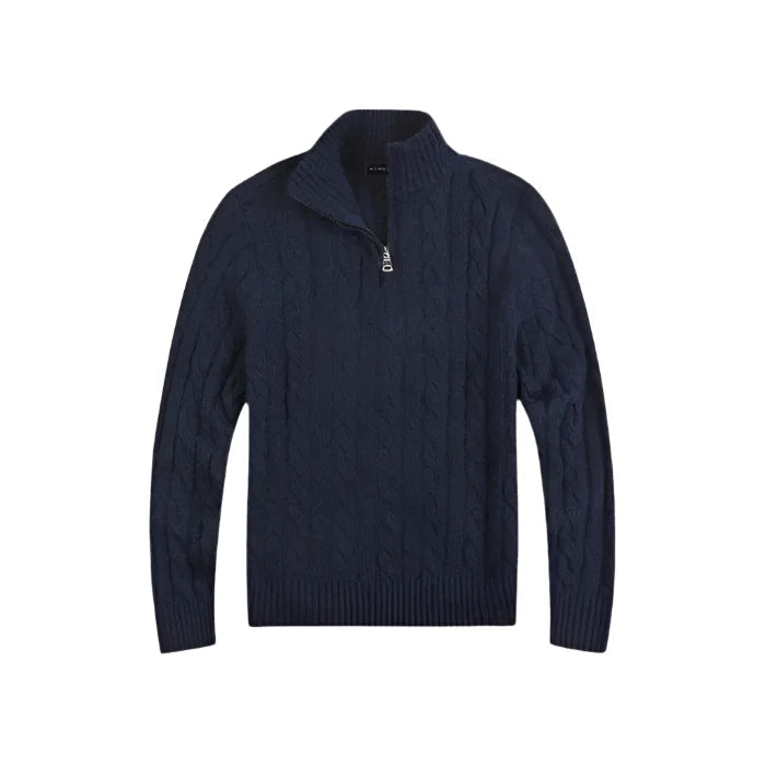 Suéter Masculino Vormount VT132, tricot elegante e confortável, estilo clássico Old Money com meio zíper, ideal para sobreposições sofisticadas.