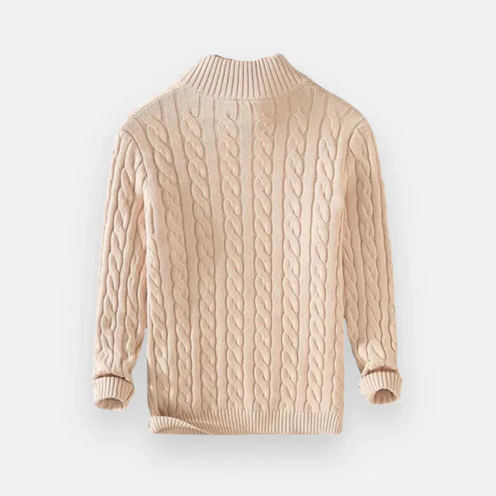 Suéter Masculino Vormount VT132, tricot elegante e confortável, estilo clássico Old Money com meio zíper, ideal para sobreposições sofisticadas.