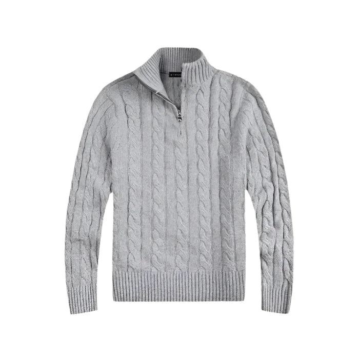 Suéter Masculino Vormount VT132, tricot elegante e confortável, estilo clássico Old Money com meio zíper, ideal para sobreposições sofisticadas.
