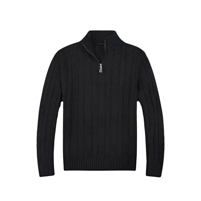 Suéter Masculino Vormount VT132, tricot elegante e confortável, estilo clássico Old Money com meio zíper, ideal para sobreposições sofisticadas.