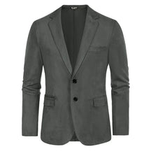 Blazer Masculino Vormount VT103 em camurça premium com lapelas notch, fecho de dois botões e bolsos, unindo elegância e durabilidade.