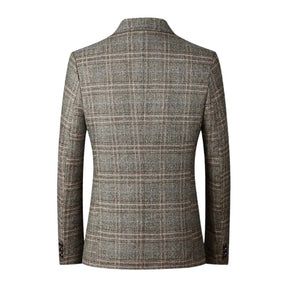 Blazer masculino em lã quadriculado Vormount VT104, corte slim fit, elegância e conforto térmico, ideal para eventos formais e looks refinados.
