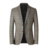 Blazer masculino em lã quadriculado Vormount VT104, corte slim fit, elegância e conforto térmico, ideal para eventos formais e looks refinados.