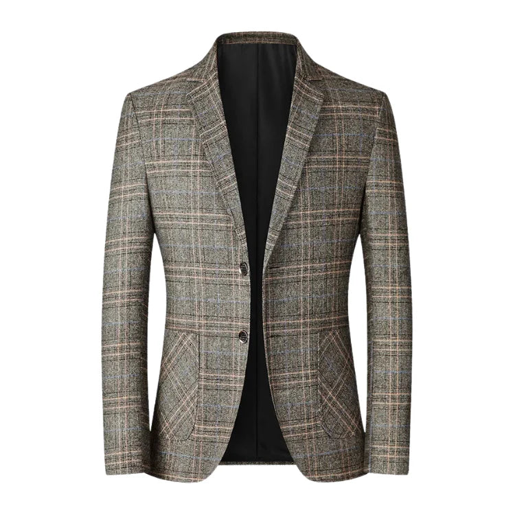 Blazer masculino em lã quadriculado Vormount VT104, corte slim fit, elegância e conforto térmico, ideal para eventos formais e looks refinados.