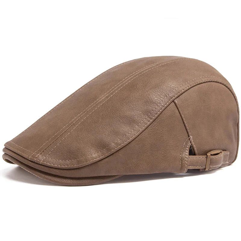 Boina Masculina Inglesa de Couro Vormount VT099, estilo clássico e conforto, perfeita para looks sofisticados em qualquer clima.