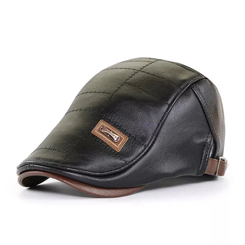 Boina Masculina Italiana de Couro Vormount VT098, design clássico em couro premium, elegância e sofisticação para o homem moderno em qualquer ocasião.