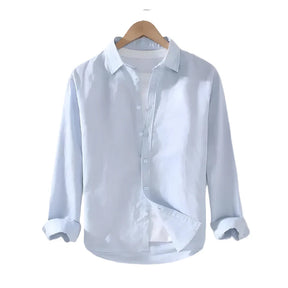 Camisa de Linho Masculina Vormount VT142, ideal para sofisticação e frescor em ocasiões especiais, com design atemporal e acabamento refinado.