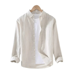 Camisa de Linho Masculina Vormount VT142, ideal para sofisticação e frescor em ocasiões especiais, com design atemporal e acabamento refinado.