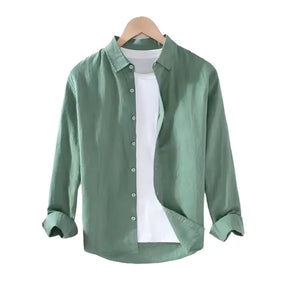 Camisa de Linho Masculina Vormount VT142, ideal para sofisticação e frescor em ocasiões especiais, com design atemporal e acabamento refinado.