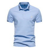 Camisa Polo Masculina Vormount VT150 em algodão, design sofisticado com bordados, ideal do casual ao formal.