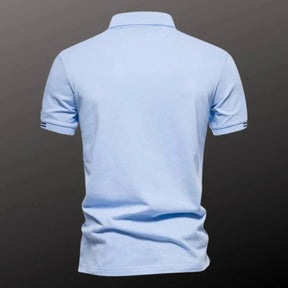 Camisa Polo Masculina Vormount VT150 em algodão, design sofisticado com bordados, ideal do casual ao formal.