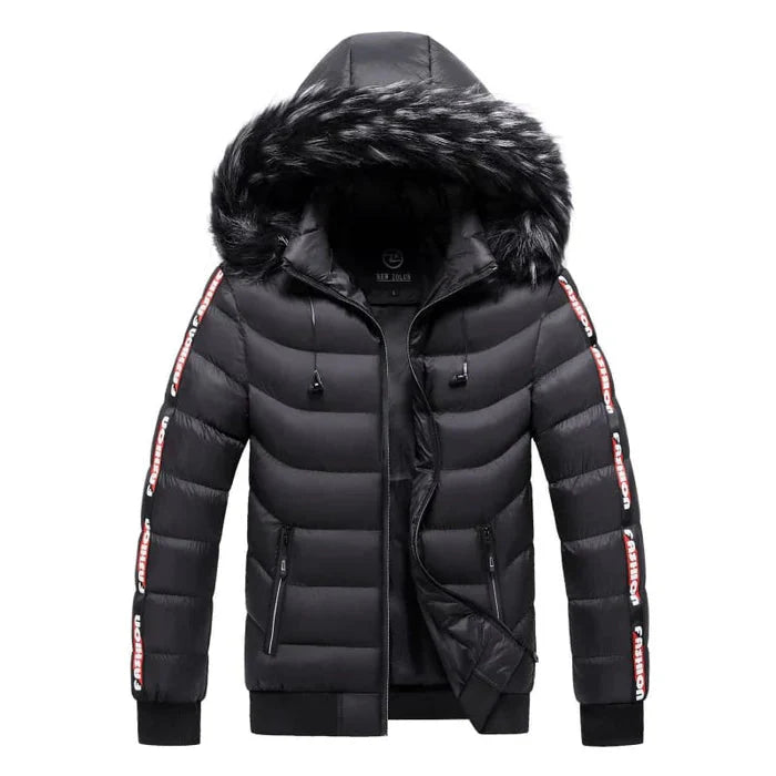 Jaqueta Puffer Masculina Vormount VT034 com capuz forrado, oferece estilo e aquecimento, perfeita para dias frios com isolamento térmico eficiente.