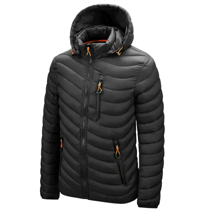 Jaqueta Puffer Masculina Vormount VT012, ideal para até -10ºC, em poliamida e plumas, com design elegante, gola alta e zíper para conforto e praticidade.