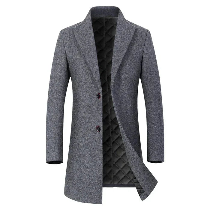Sobretudo Masculino em Lã Vormount VT129, elegante e aquecido, ideal para climas frios, combina sofisticação clássica com detalhes funcionais.