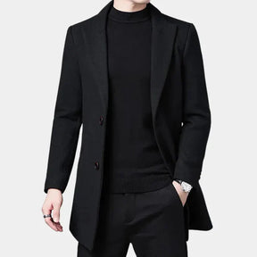 Sobretudo Masculino em Lã Vormount VT129, elegante e aquecido, ideal para climas frios, combina sofisticação clássica com detalhes funcionais.
