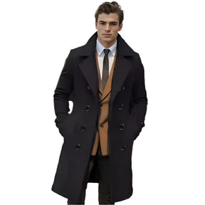 Sobretudo Masculino Longo Vormount VT130, design em lã e algodão, elegante e funcional, ideal para ocasiões formais e clima frio.