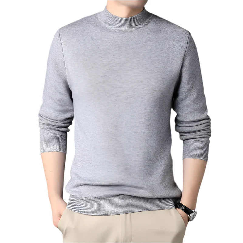 Suéter masculino elegante em lã gola alta Vormount VT140, ideal para um look sofisticado e aconchegante com estilo atemporal.