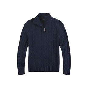 Suéter Masculino Vormount VT132, tricot elegante e confortável, estilo clássico Old Money com meio zíper, ideal para sobreposições sofisticadas.