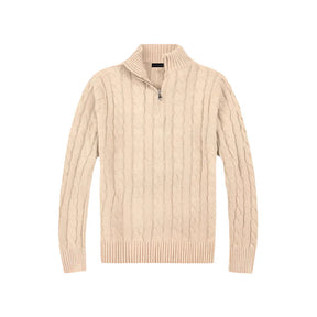 Suéter Masculino Vormount VT132, tricot elegante e confortável, estilo clássico Old Money com meio zíper, ideal para sobreposições sofisticadas.